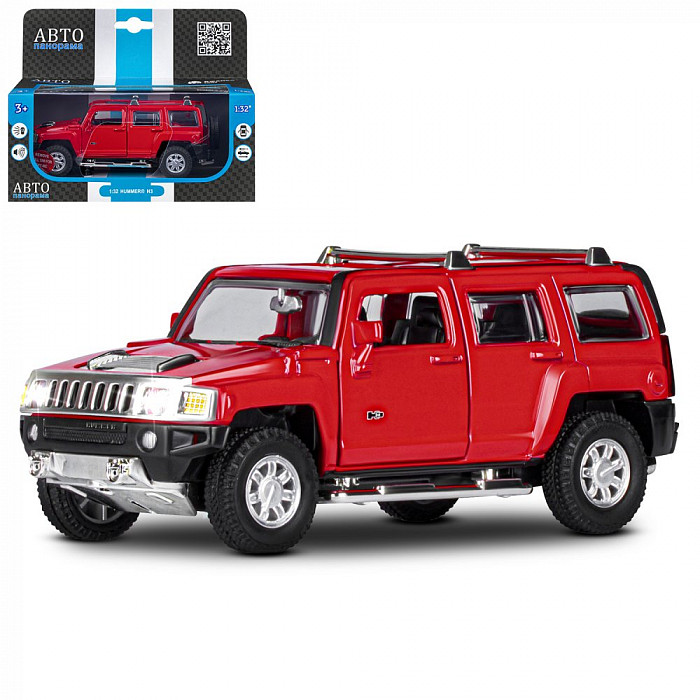 ТМ "Автопанорама" Машинка 1:32 Hummer H3, красный, свет, звук, 17,5*13,5*9 см  JB1251293 
