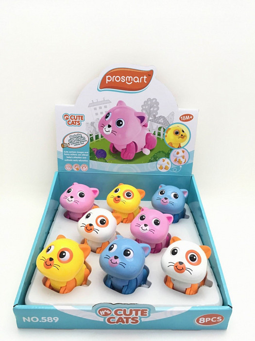 Заводная игрушка "Котята" 8см в дисплее 8шт.  589
